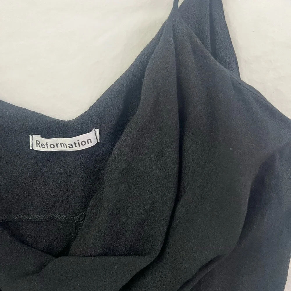 Reformation Black crowl neck top with tie Straps - Picture 3 of 4